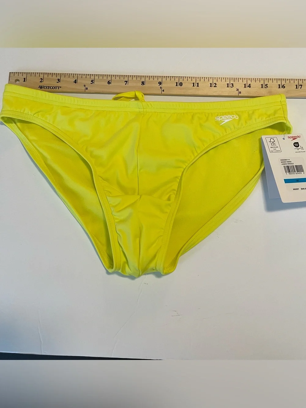 Speedo Swim Brief Mens Size 36 Yellow New With Tags Lemon Drizzle